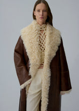 Load image into Gallery viewer, Shearling wrap coat in brown