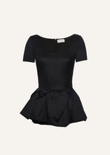 Load image into Gallery viewer, Silk peplum blouse in black