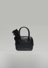 Load and play video in Gallery viewer, Brigitte square bag in black leather and silver