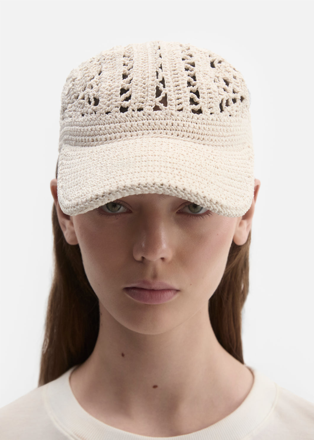 Crochet cap in cream