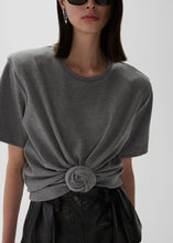 Load image into Gallery viewer, Knotted ribbed t-shirt in grey

