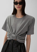 Load image into Gallery viewer, Knotted ribbed t-shirt in grey
