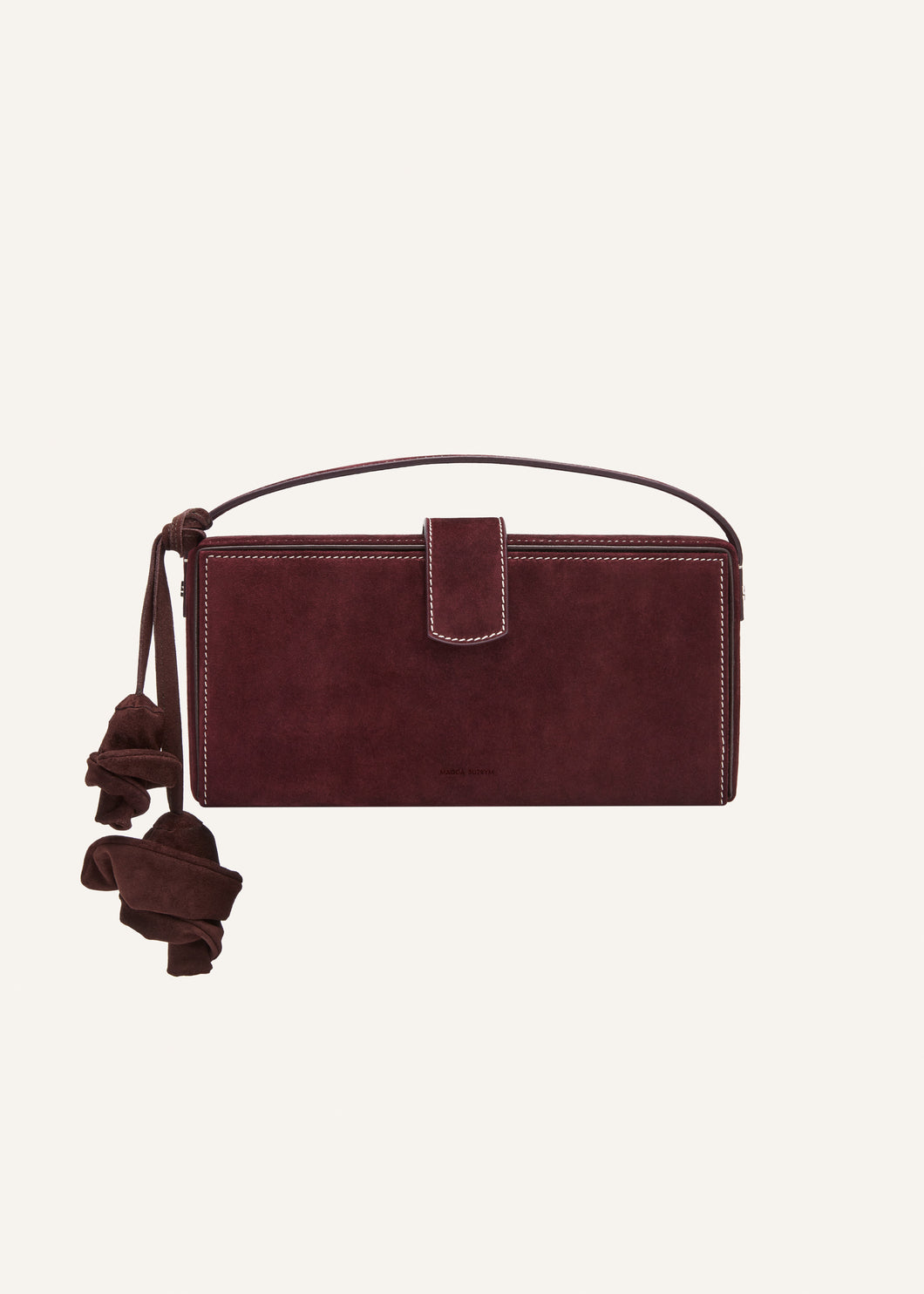 Apolonia bag in burgundy suede with flower charm