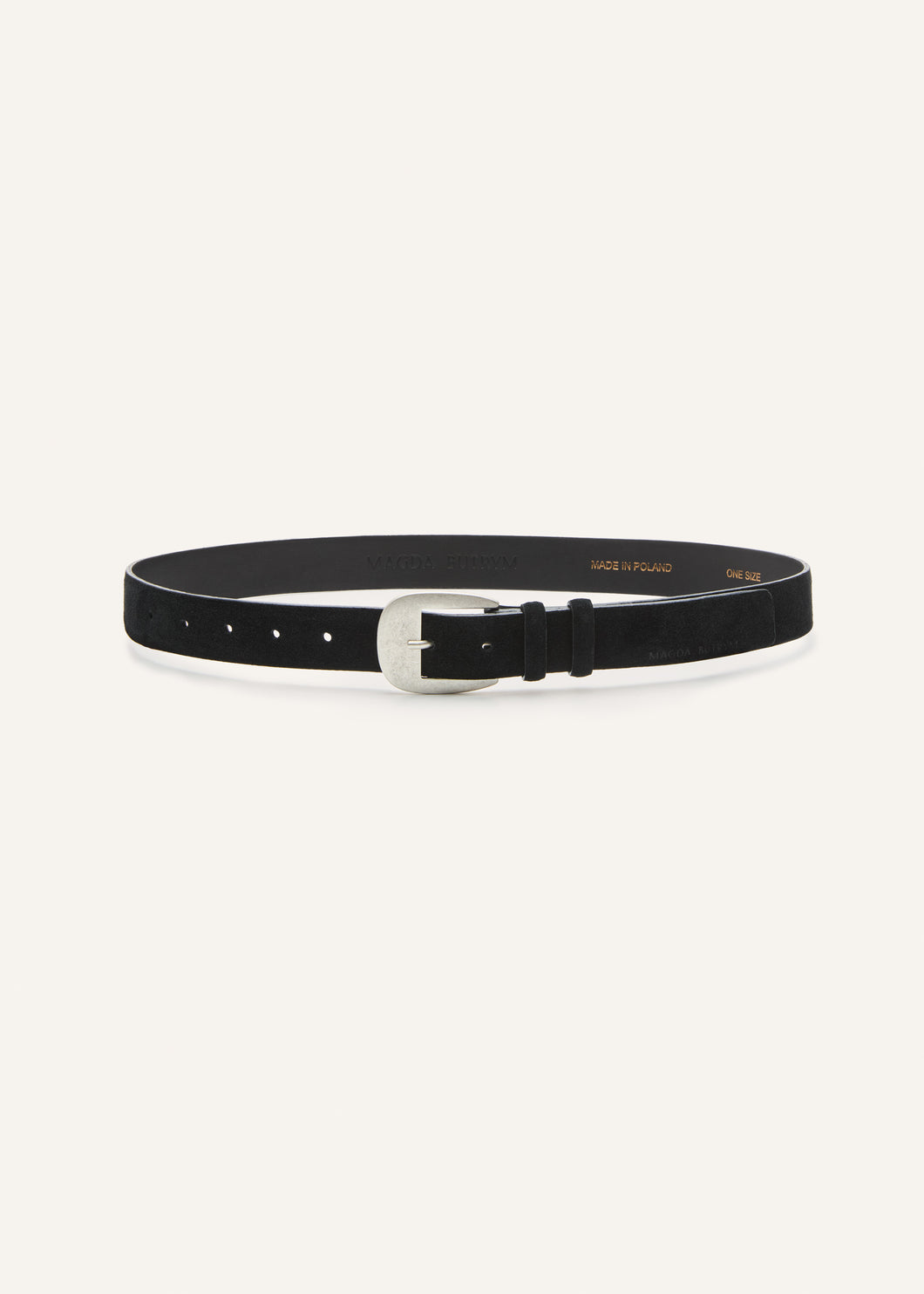 Antique silver buckle belt in black suede