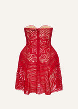 Load image into Gallery viewer, Crochet bustier mini dress in red
