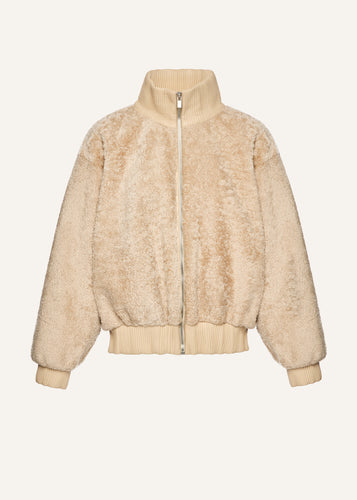 AW25 LEATHER 14 JACKET SHEARLING BEIGE