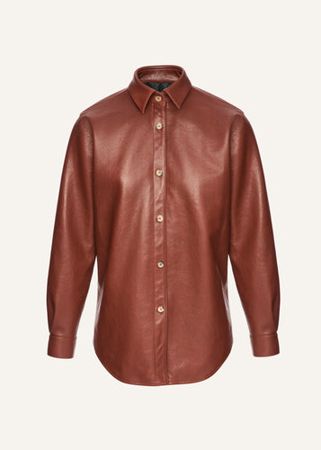 AW25 LEATHER 19 SHIRT BORDEAUX