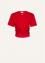 Load image into Gallery viewer, Knotted ribbed t-shirt in red
