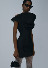 Load image into Gallery viewer, Sculpted cotton mini dress in black
