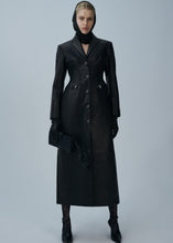 Load image into Gallery viewer, Stitch waist leather coat in black
