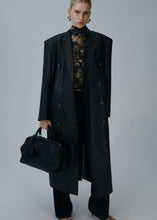 Load image into Gallery viewer, Long leather tailored coat in black
