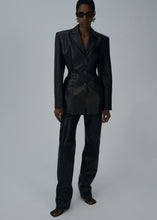 Load image into Gallery viewer, Flared leather pants in black
