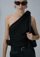 Load image into Gallery viewer, One shoulder tshirt in black
