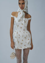 Load image into Gallery viewer, Off-shoulder hip pad mini dress in cream print
