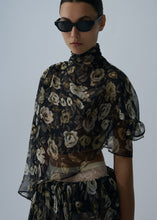 Load image into Gallery viewer, Sheer midi skirt in black print
