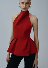 Load image into Gallery viewer, Halter peplum top in red
