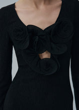 Load image into Gallery viewer, Long sleeve crepe beach maxi dress in black
