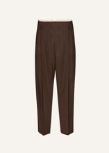 Load image into Gallery viewer, Lace-detail wool tapered trousers in brown
