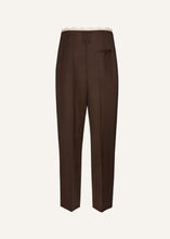 Load image into Gallery viewer, Lace-detail wool tapered trousers in brown
