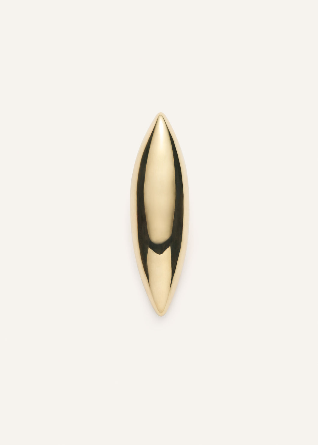 Elongated sculptural ring in gold