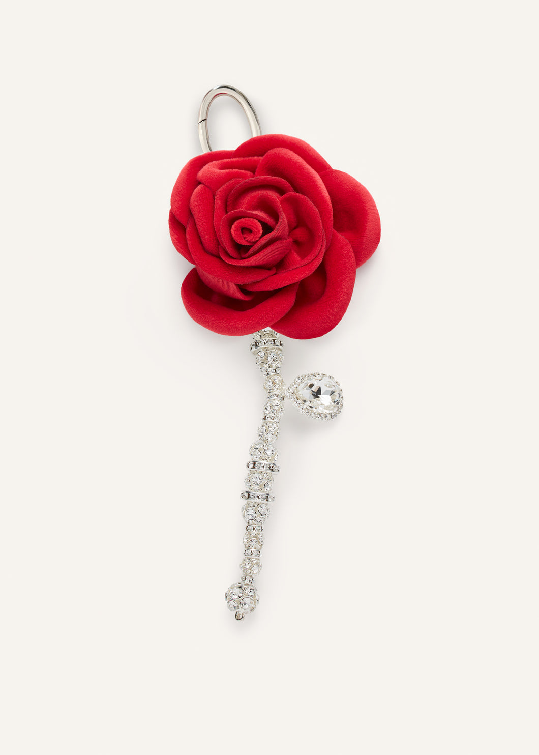 Velvet rose keychain in red
