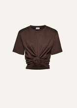 Load image into Gallery viewer, Knotted ribbed t-shirt in brown

