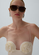 Load image into Gallery viewer, 3D flower retro bustier swimsuit in cream
