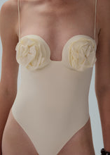 Load image into Gallery viewer, 3D flower retro bustier swimsuit in cream
