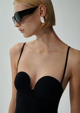 Load image into Gallery viewer, Retro bustier swimsuit in black
