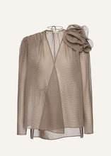 Load image into Gallery viewer, Classic silk flower blouse in brown
