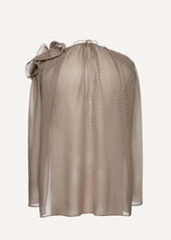 Load image into Gallery viewer, Classic silk flower blouse in brown
