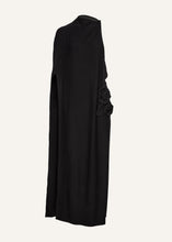 Load image into Gallery viewer, One-shoulder cape maxi dress in black
