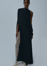 Load image into Gallery viewer, One-shoulder cape maxi dress in black

