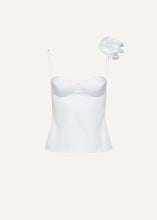 Load image into Gallery viewer, Flower appliqué silk tank in white
