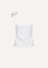 Load image into Gallery viewer, Flower appliqué silk tank in white
