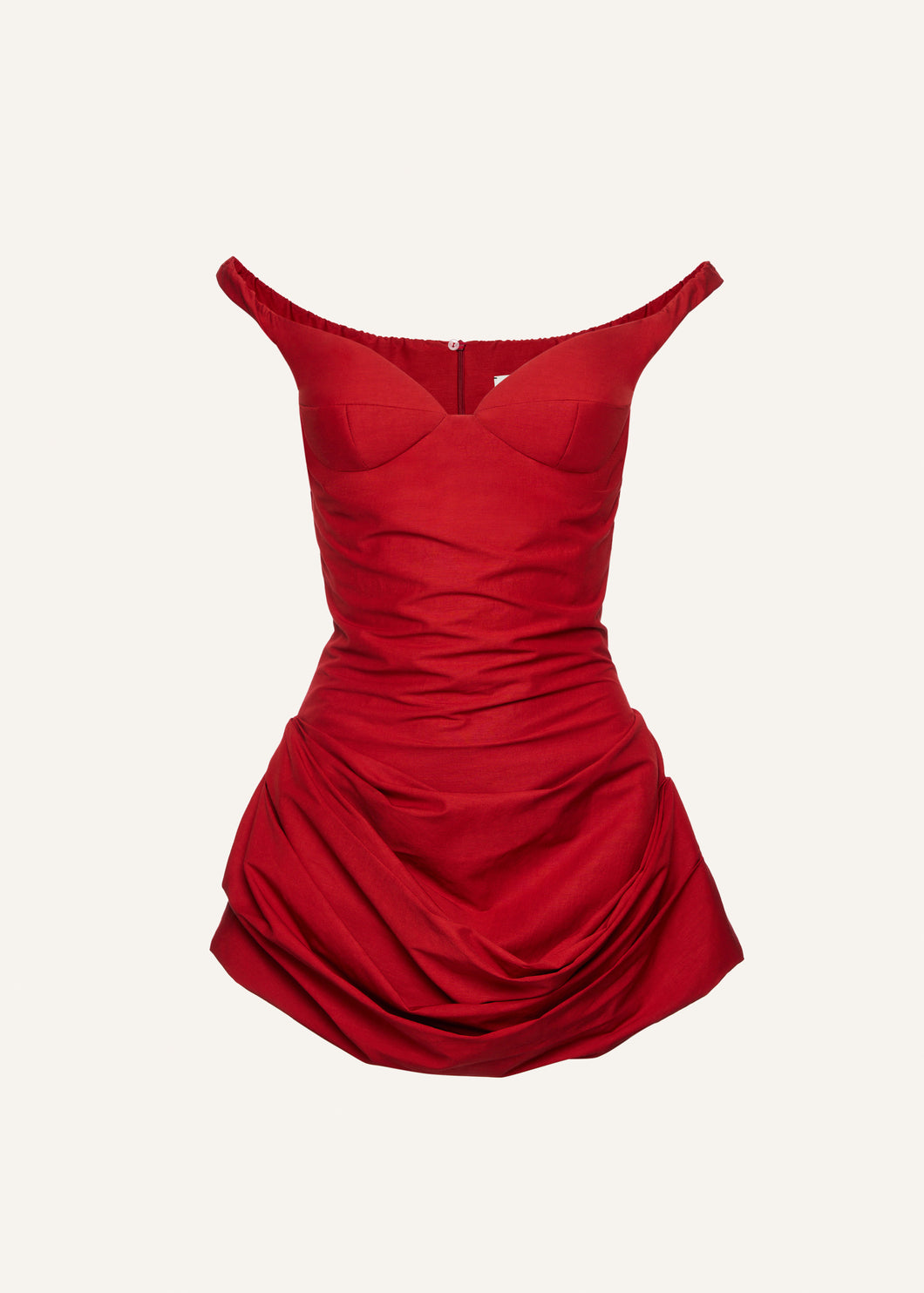 Off-shoulder bustier dress in red