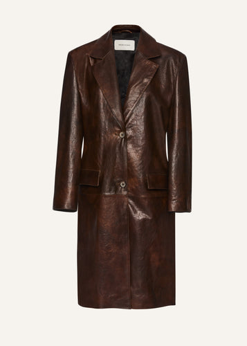 PF25 LEATHER 05 COAT BROWN