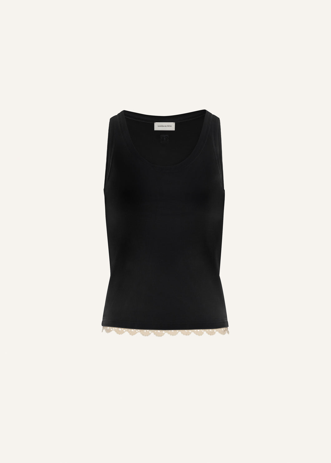 Lace-detail tank top in black