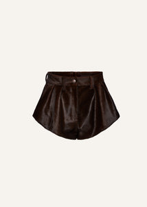 RE25 LEATHER 02 SHORTS BROWN