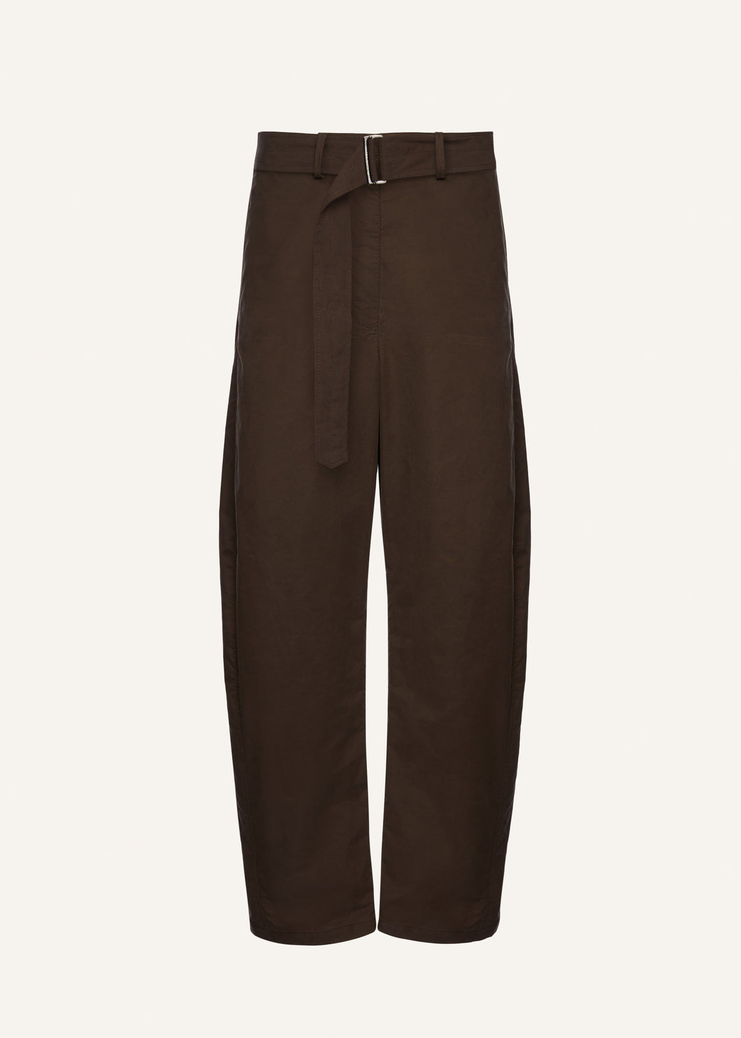 Wide-leg belted cotton trousers in brown