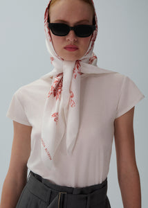 Rose print scarf in white