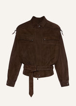 Load image into Gallery viewer, Cargo jacket in brown suede
