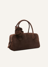 Load image into Gallery viewer, Brigitte bag in brown suede and silver
