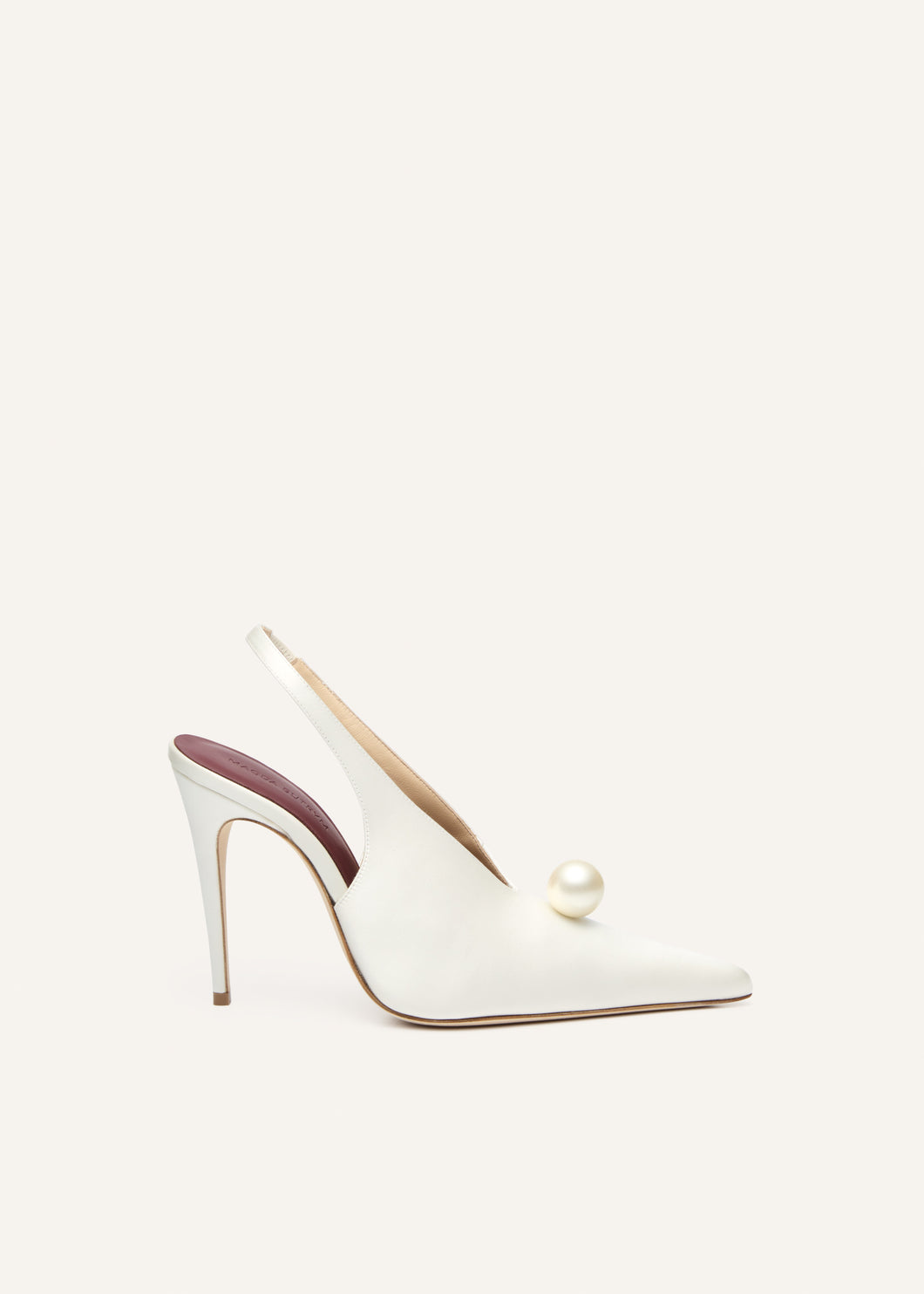 SS25 SLINGBACK SATIN CREAM PEARL
