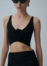 Load image into Gallery viewer, Draped mini swim skirt in black
