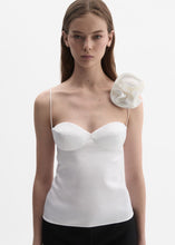 Load image into Gallery viewer, Flower appliqué silk tank in white
