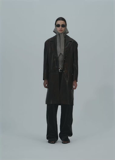 PF25 LEATHER 05 COAT BROWN