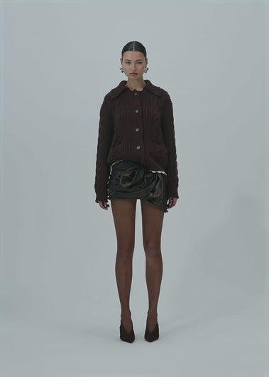 PF25 LEATHER 17 SKIRT BROWN