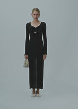 Load and play video in Gallery viewer, Long sleeve crepe beach maxi dress in black
