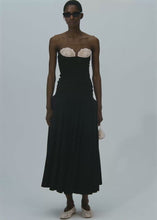 Load and play video in Gallery viewer, Lace-detail drop-waist maxi dress in black
